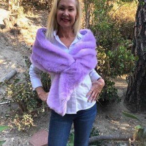 Faux Fur Stole, Lavender Faux Fur Shawl, Wrap